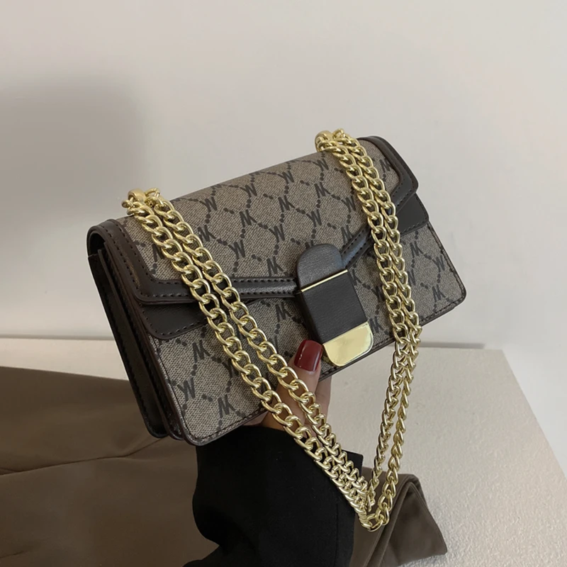 

Luxury Vintage Letters Small Chain Crossbody Shoulder For Women Luxury Brand Designer Plaid Flap Ladies Handbags Trends 2021