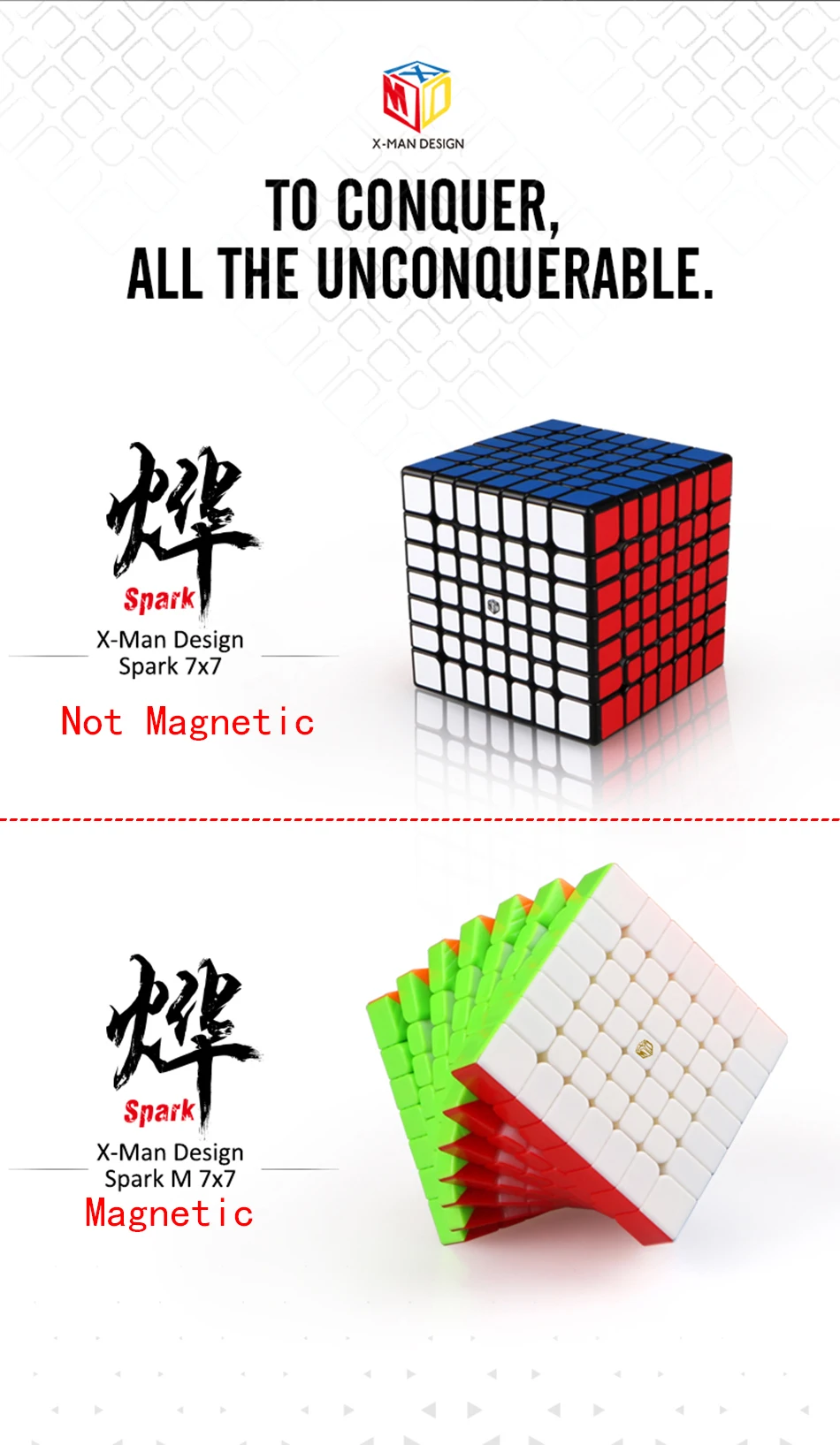 Дизайн Qiyi X-Man Spark M 7x7x7 волшебный магнитный кубик без наклеек профессиональные магниты Spark 7x7 скоростной куб головоломка Cubo magico