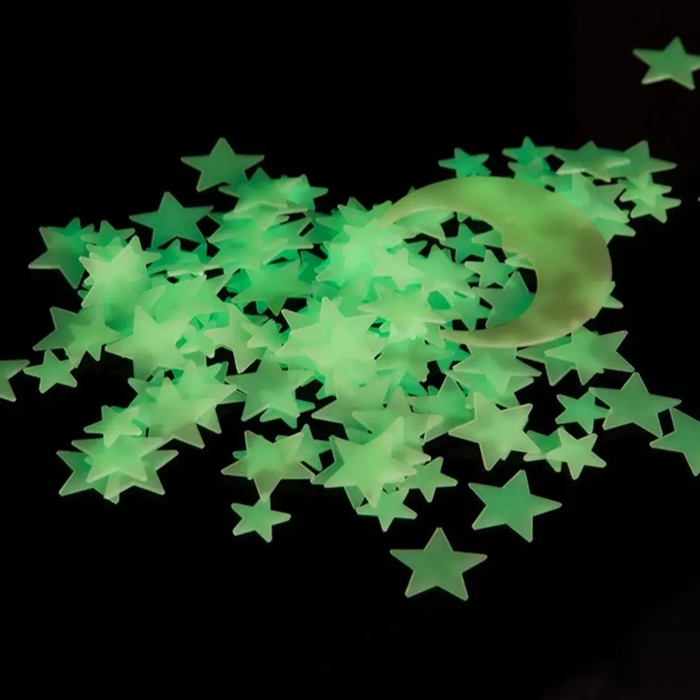 

200pcs 17cm Luminous Star Stickers Bedroom Sofa Fluorescent Painting Toy PVC Stickers Glow In The Dark Toys