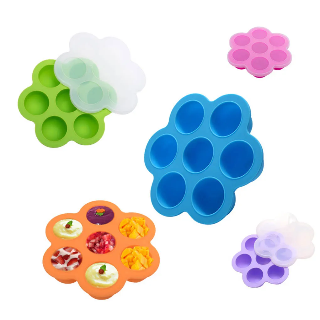 

7 Holes Multifunctional Silicone Egg Bites Molds Reusable Storage Container Children Food Tray