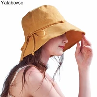 lady summer cloth hat pure color cotton hemp fisherman hat basin hat folding outdoor sunscreen big edge sunshade hat for women