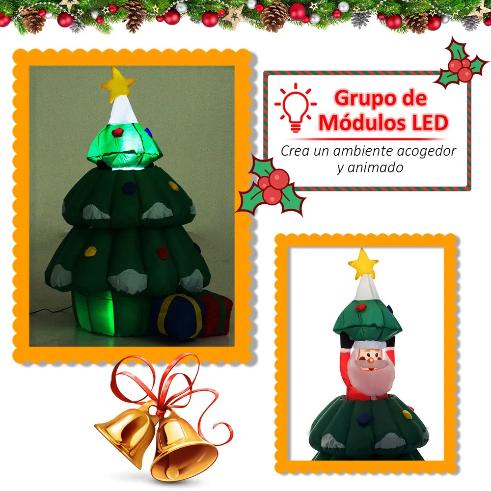 HOMCOM arbol de Navidad con Papa Noel Hinchable Decoracion Navidena Iluminacion светодиодный наружный интерьер