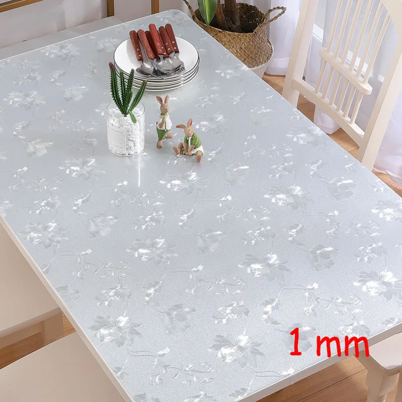 1 mm Защитная скатерть для мебели, плотная прозрачная скатерть из ПВХ, коврик для стола, Wipeable, покрытие для стола, легко чистится, водонепроницаемые подставки - Цвет: 1 mm