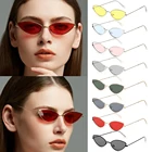Солнцезащитные очки женские кошачий глаз, в металлической оправе, с защитой UV400, винтажные, 2021