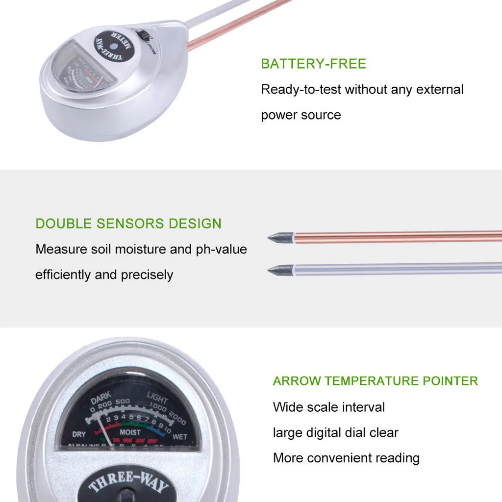 

Test Meter Kit For Garden Plant Flower Soil Moisture Tester IN STOCK 3 in1 Soil Meter PH Tester Water Moisture Light