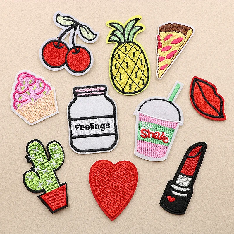 Один комплект вышивка патч ананас губы торт майка мультфильм патчи для сумки