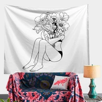 pop art pattern black and white tapestry wall hanging ins hanging cloth large size decorative cloth home furnishing fabric