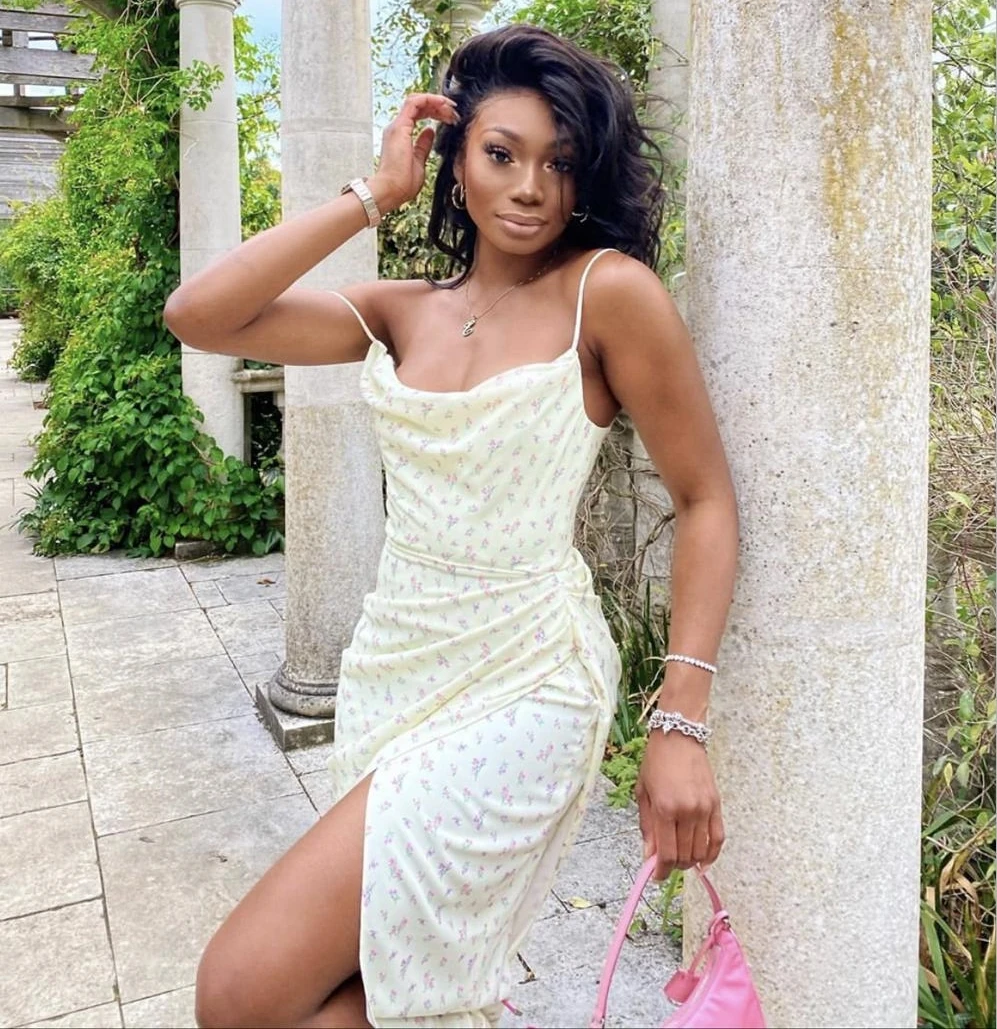 Женское летнее модное сексуальное облегающее платье на бретелях-спагетти с