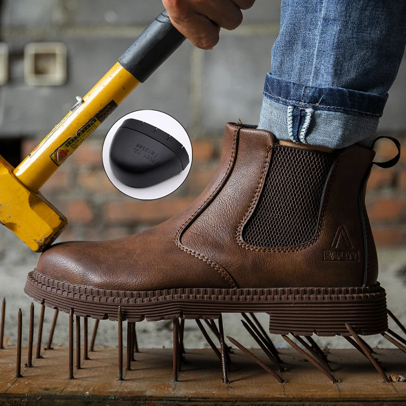

Men Safety Boots Steel Toe Shoes Chelsea Boots Work Shoes Leather Boots Indestructible Shoes Puncture-Proof Boots Industrial