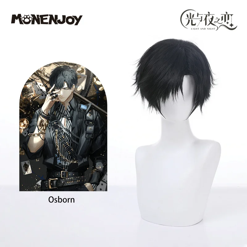 

Monenjoy Light and Night Osborn Cosplay Wig Black Short Cos Teased Hair