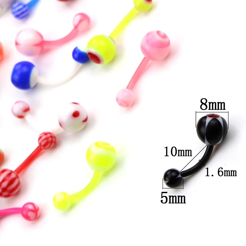 Силиконовые серьги-гвоздики для пирсинга пупка разноцветные 20 шт. | Украшения и
