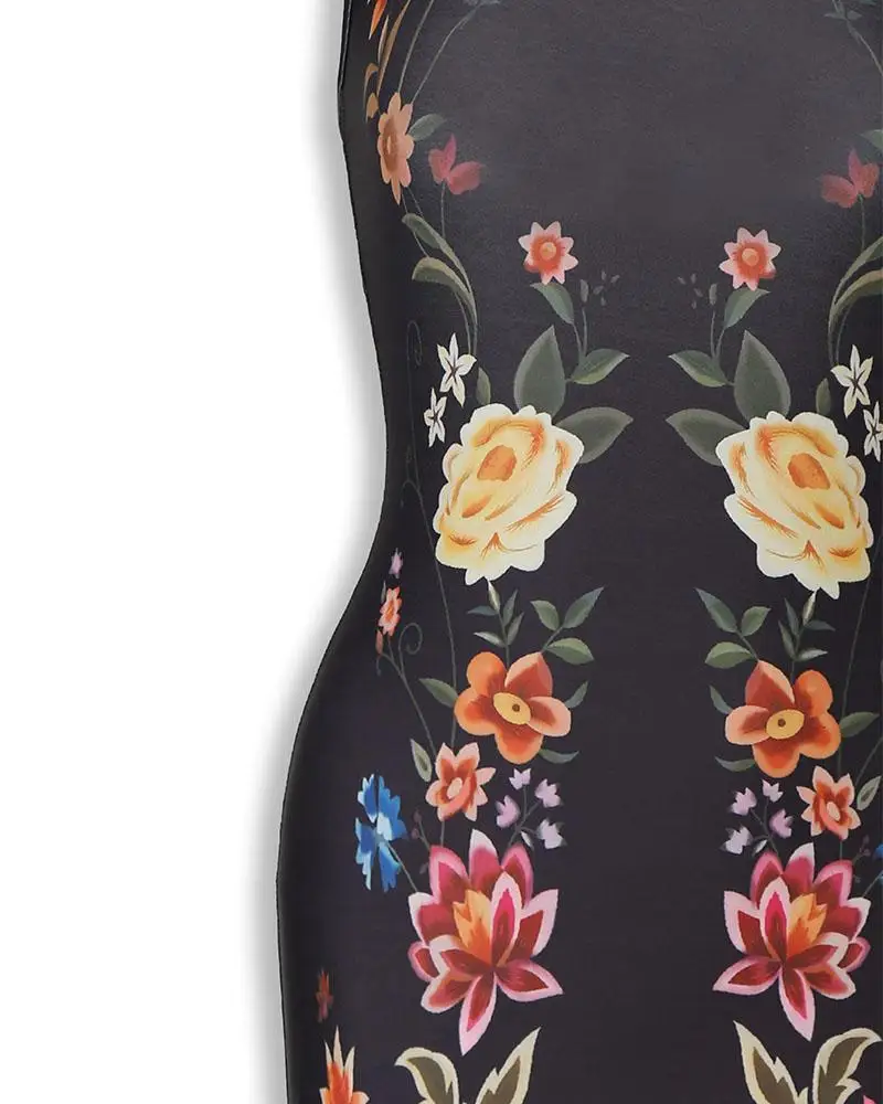 Женское облегающее мини-платье без рукавов с цветочным принтом | Женская одежда