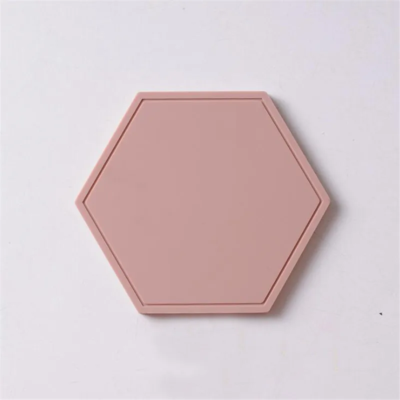 

Creative Silicone Coasters Anti Slip Heat-insulated Cup Mats Chic Hexagon Hollow Cups Mugs Pad INS Home Decoration 1pc