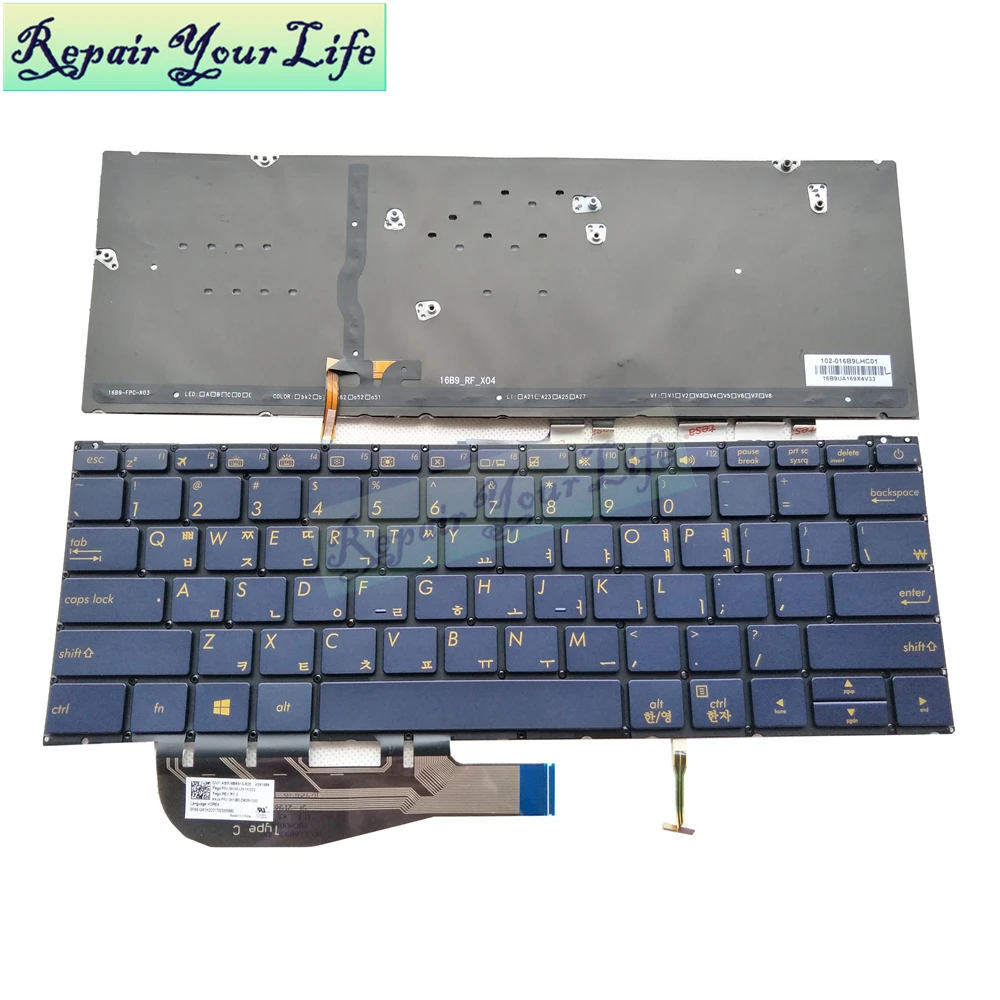 

laptop keyboard for Asus ZenBook 3 UX390UA UX390 Korean layout KR KO with backlit Navy Blue backlight ASM16B9 0KNB0 D608KO00