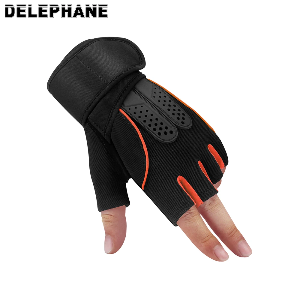 

Fingerless Gloves for Sports Wrist Support Gym Gloves Non-Slip Black Horizontal Bar Gloves Exercises Motorcycle Workout Climbing