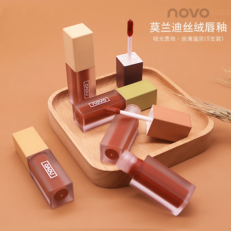 NOVO красный бархатный блеск для губ матовый 5 шт./компл. блестящая помада