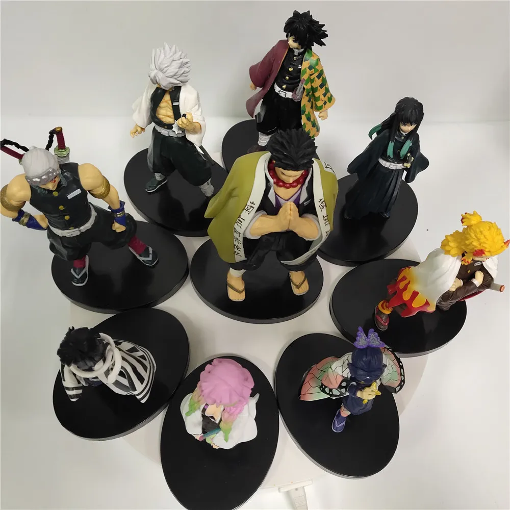 9 шт./компл. фигурки аниме рассекающие демонов Rengoku Tengen Muichirou Mitsuri Iguro Obanai Sanemi Himejima