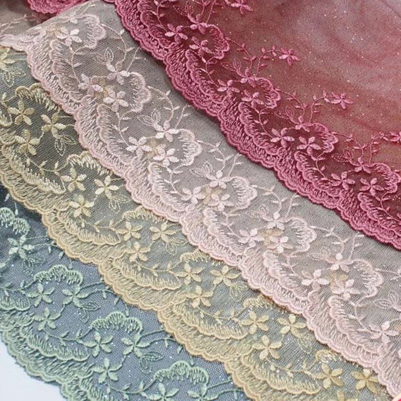 

42 Ярда, красивые цветы, вышитая кружевная отделка, мягкая сетка для платья, материал для одежды, аксессуары для шитья