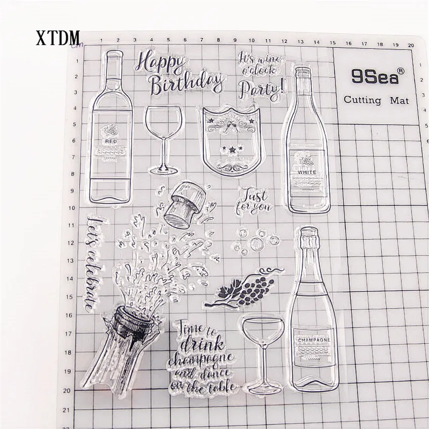 Горячая продажа бутылка для вина Алфавит Прозрачный штамп/силиконовый валик