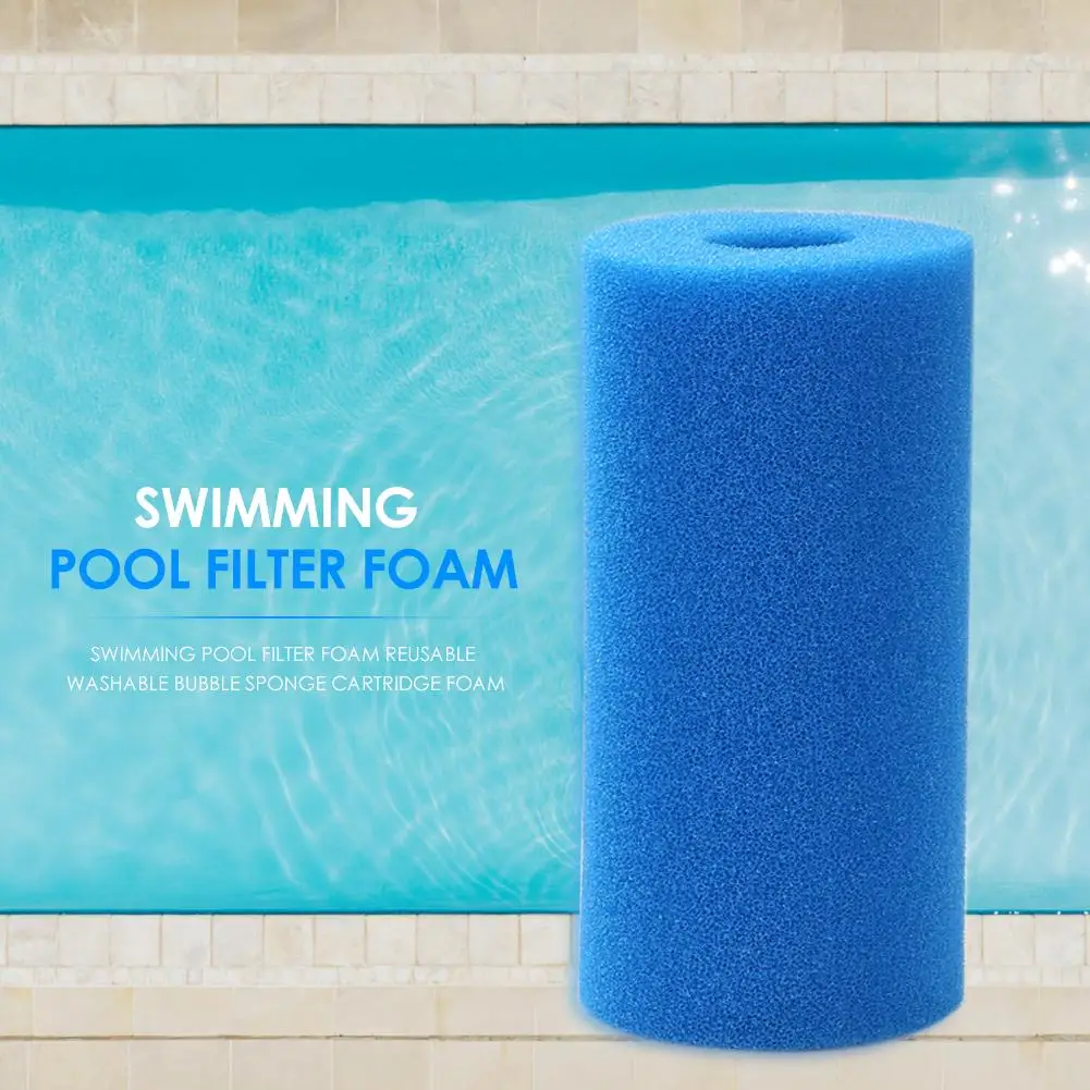 

Blue Swimming Pool Cylindrical Filter Durable Foam Reusable Sponge Foam Washable Swimming Pond Replacement Accessories