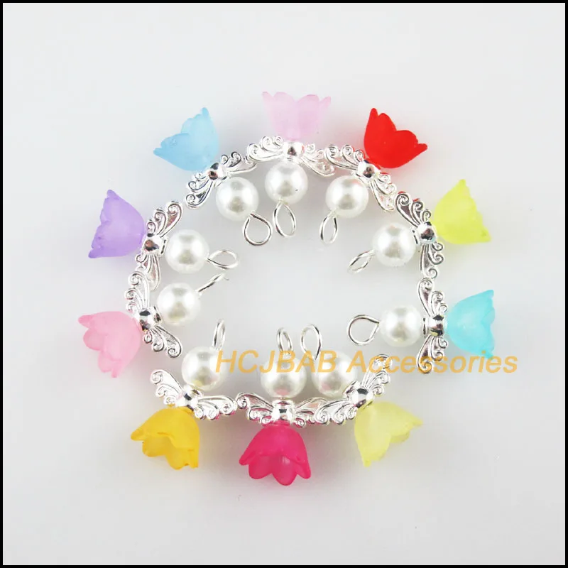 20 Новые шармы смешанный танцевальный Ангел посеребренные кулоны крылья 14x19 мм