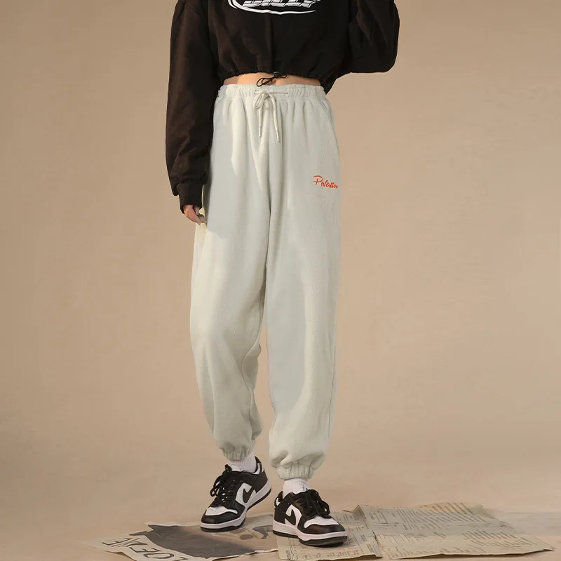 

Женские брюки из флиса; Свободные уличные брюки с галстуком; Модные женские брюки-Капри; Повседневные брюки в стиле Харадзюку; Модные спорти...