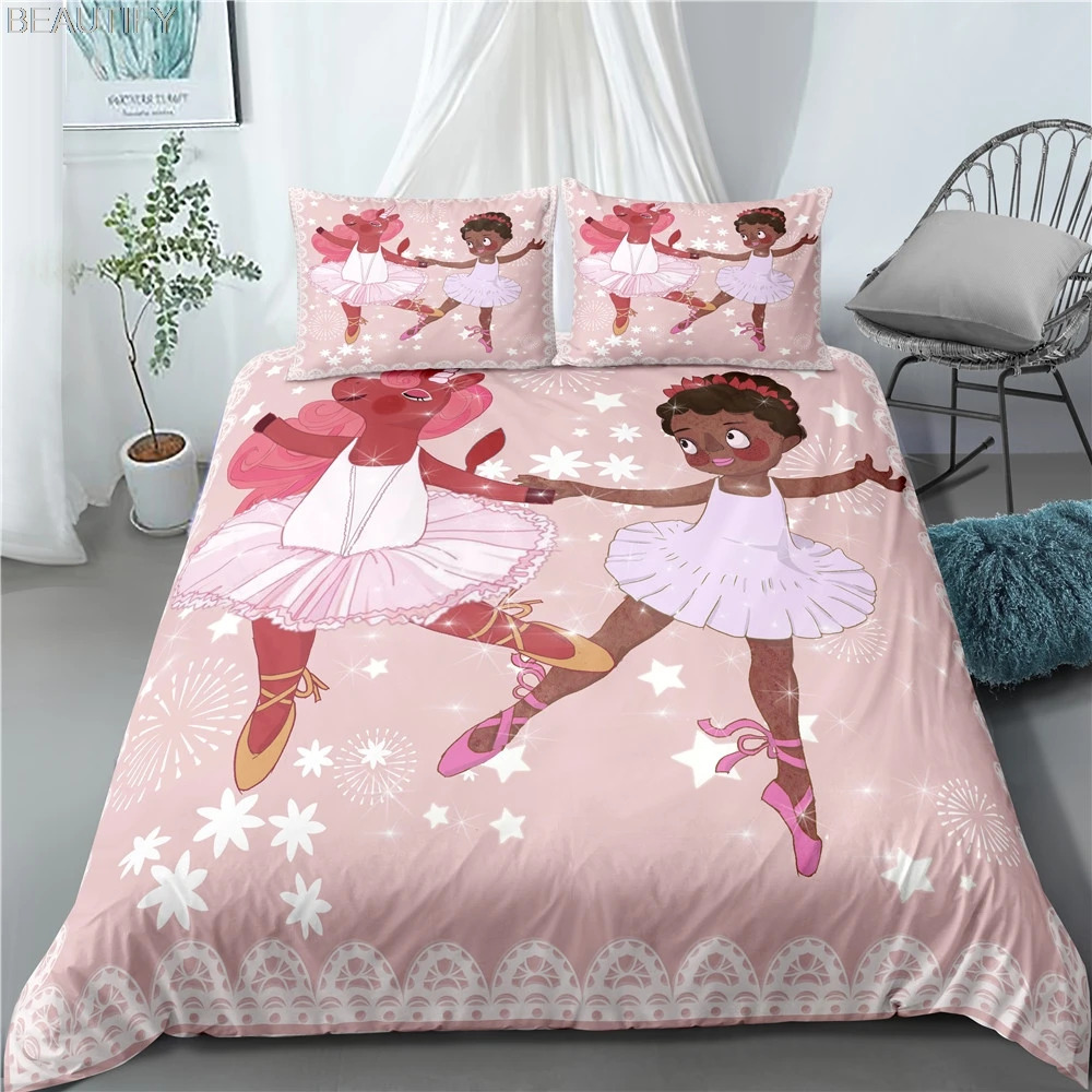 

Bedding Set 3d Cartoon Dancing African Girl Duvet Cover Sets With Pillowcase Custom Bed Linen For Teenages Kids Dropshipping