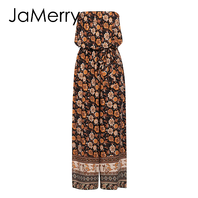 Женский Длинный комбинезон без бретелек JaMerry Свободный Повседневный с