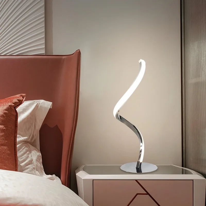

LED Spiral Table Lamp Curved Desk Bedside Lamp Cool White Warm White Touch Dimming Desk Lamp for Living Room Reading Home Decor