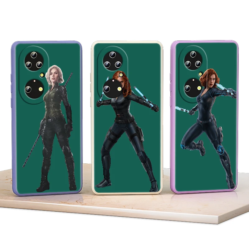

Avengers Black Widow Marvel For Huawei P50 P40 P30 P20 Mate 40 30 20 Pro Plus Lite Liquid Silicone Soft Cover Phone Case
