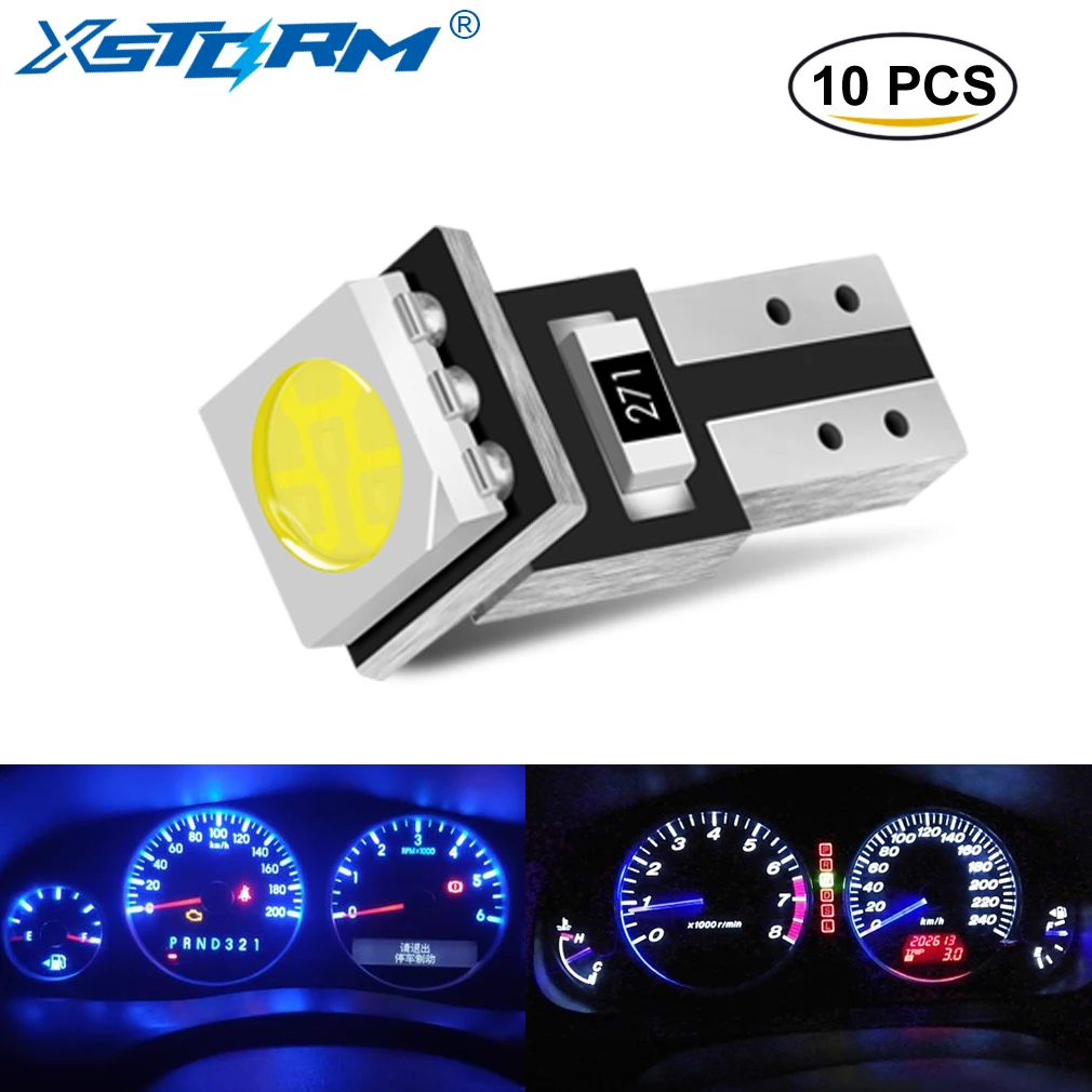

10Pcs T5 Led Bulb W3W W1.2W Led Canbus Car Interior Lights Dashboard warming indicator Wedge Auto Instrument Lamp 12V