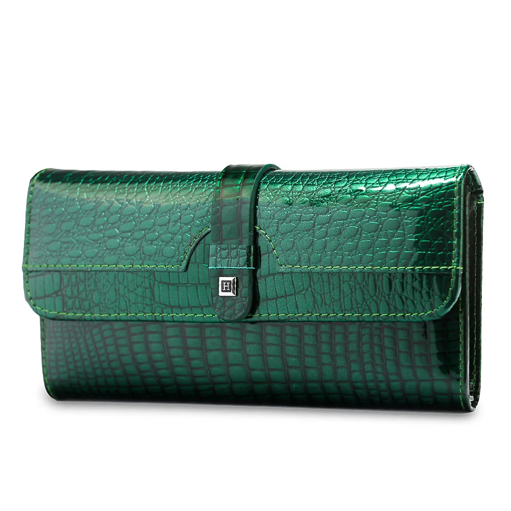 dark green HH Роскошные для женщин женские кошельки лакированная кожа высокое качество дизайнерский бренд бумажник леди мода клатч повседневное Вечерние - Цвет: dark green