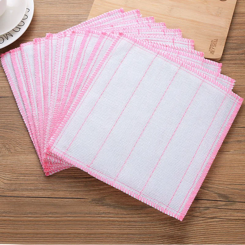 

10pcs Household Non-oily Cotton Yarn Dish Cloth 28*28cm Absorbent Thickened Rag Wood Fiber Cleaning Cloth Kitchen Supplies