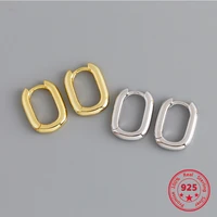 anenjery 925 sterling silver gold earrings retro geometric oval stud earrings for women brincos oorbellen pendientes