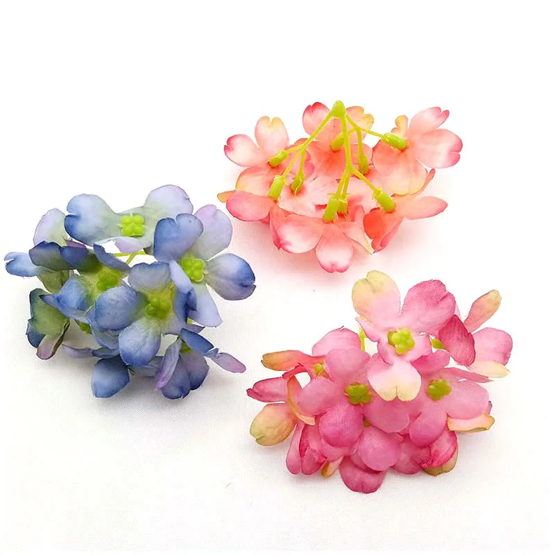 

Искусственные шелковые гортензии 10 шт./лот, цветочные головки, украшение для свадебвечерние НКИ, венок, «сделай сам», аксессуары для рукодел...