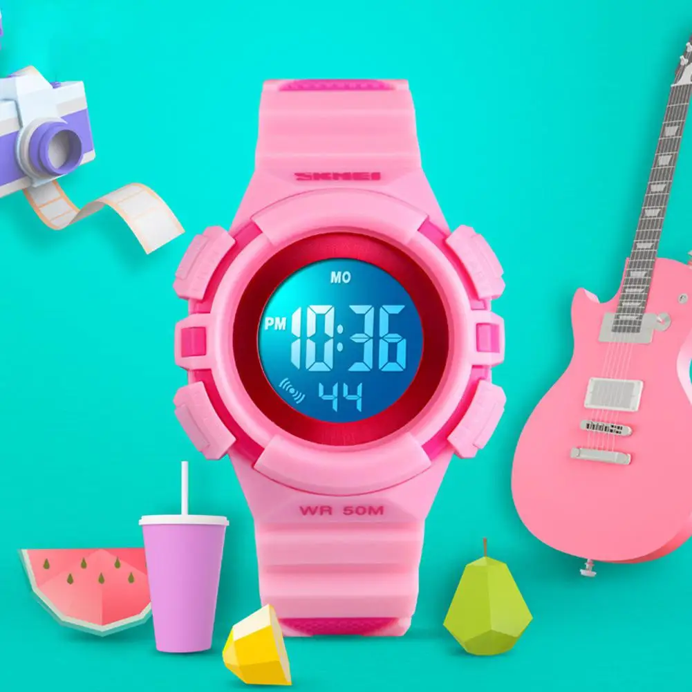 

SKMEI 1485 Kid Digital Sports Watch Colorful LED Dual Time Date Week EL Light Waterproof Wristwatch