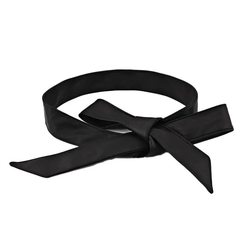 

Faux leather Black Sash Belt Fashion Bowknot Decorative Dress Belt Party Belt for Ladies