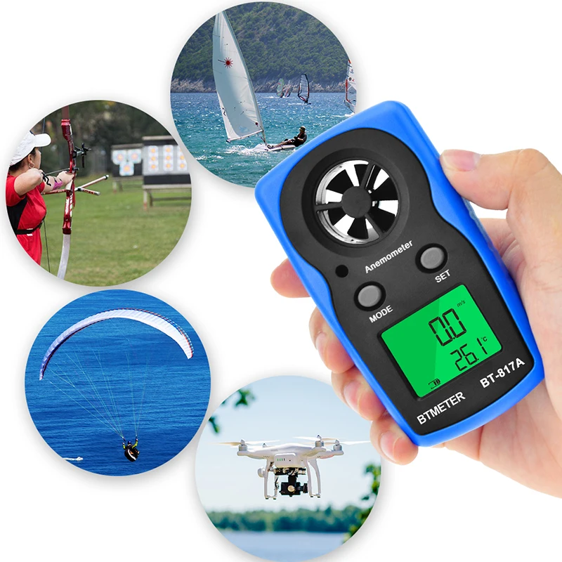HoldPeak HP-817A Digital Anemometer 30m/s LCD Wind Speed Measurement Device Handheld Anemometro Measure tools | Измерительные