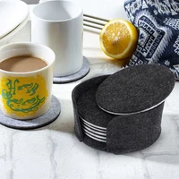 8pcs felt coaster gray mats round coaster drink coffee cup non slip tea pad with holder dining table placemats home table decor