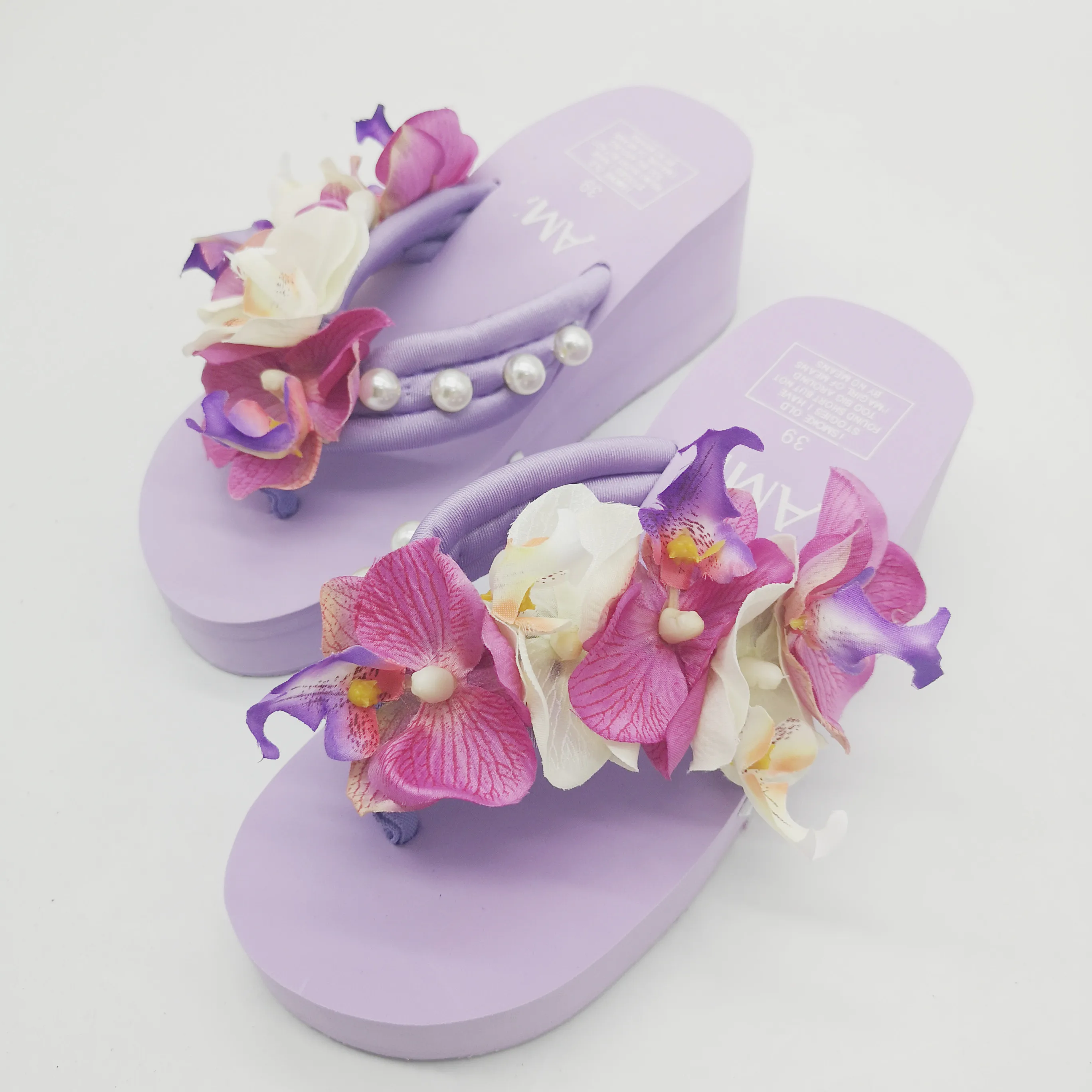 

HAHAFLOWRE summer hot sweet seaside sandals fashion soft slippers Waterproof platform flowers high heels slipper beach sandals