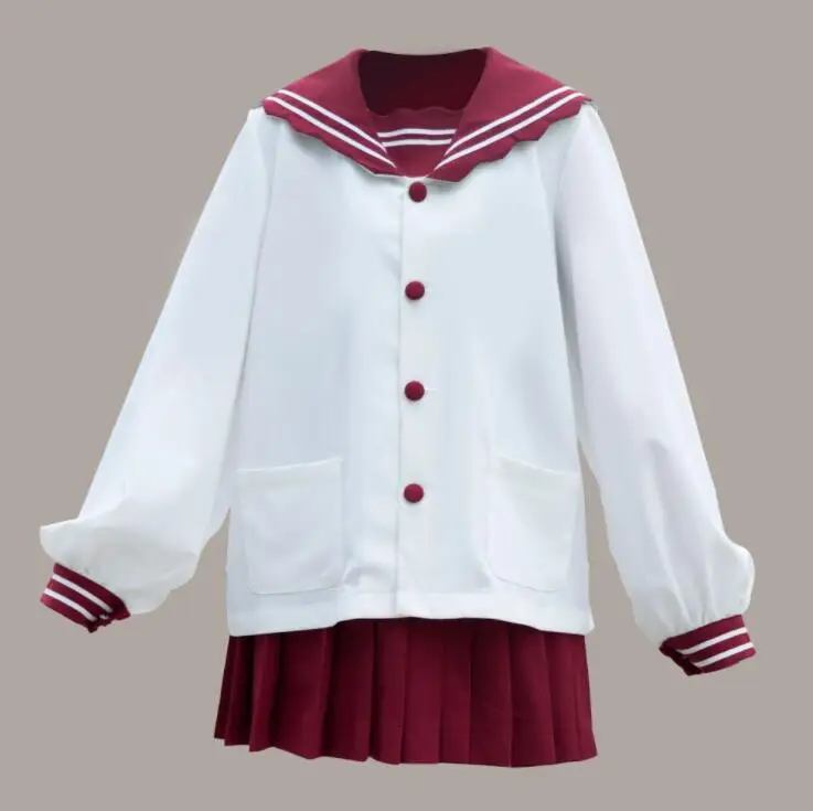 

Kindergarden Uniform Style Japanese Student JK Set: Long Sleeve Sailor Collar Blouse & Bow + Pleated Skirt Preppy Style Cute