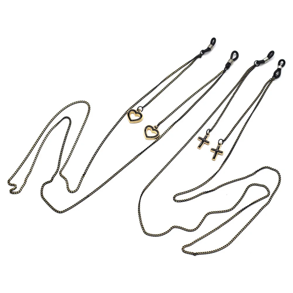 

New Fashion Cross Heart Pendant Glasses Chains Eyeglasses Metal Chain Sunglasses Spectacles Holder Cord Lanyard Necklace 75Cm