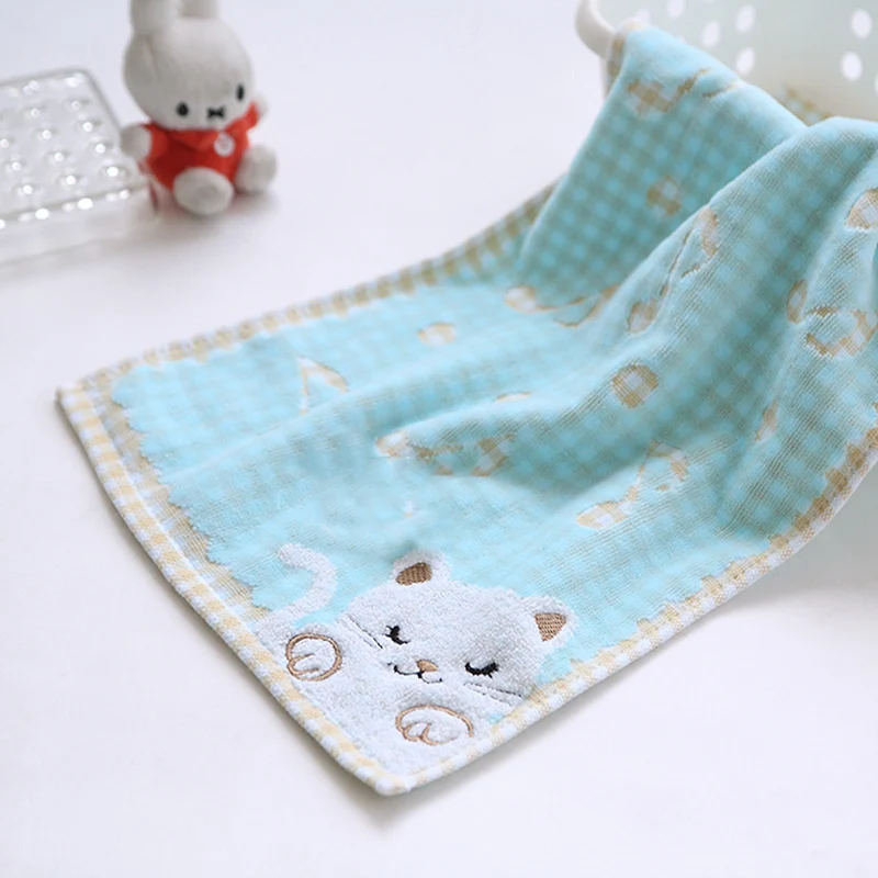 

New High Quality Cute Cotton Children Kids Towel Baby Child Super Soft Kittens High End Towel Strong Water Absorbing Towel 1pc
