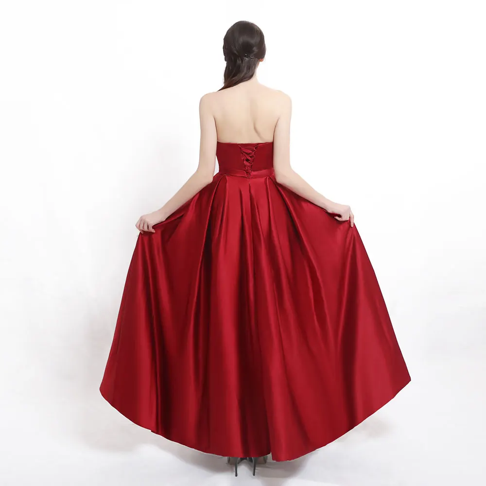 New arrival Evening Dresse Formal vestido de noiva Burgundy satin prom party robe soiree side slit beach formal dresses | Свадьбы и