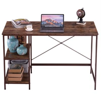 120 x 60 x 75cm industrial style three layers computer desk study desk office table laptop table table black walnut color