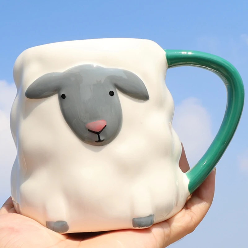 Симпатичная 3D керамическая кружка с овечьей ручной росписью милая для офиса