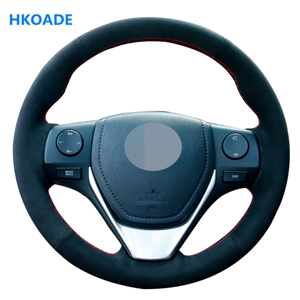 DIY черный замшевый прошитый вручную чехол рулевого колеса автомобиля для Toyota 2013