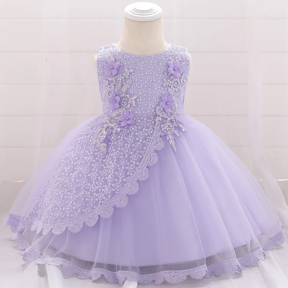 

Infant Baby Girls Flower Photo Dresses Christening Gowns Newborn Baby Baptism Clothes Princess Lace Trailing 1st Birthday Dress