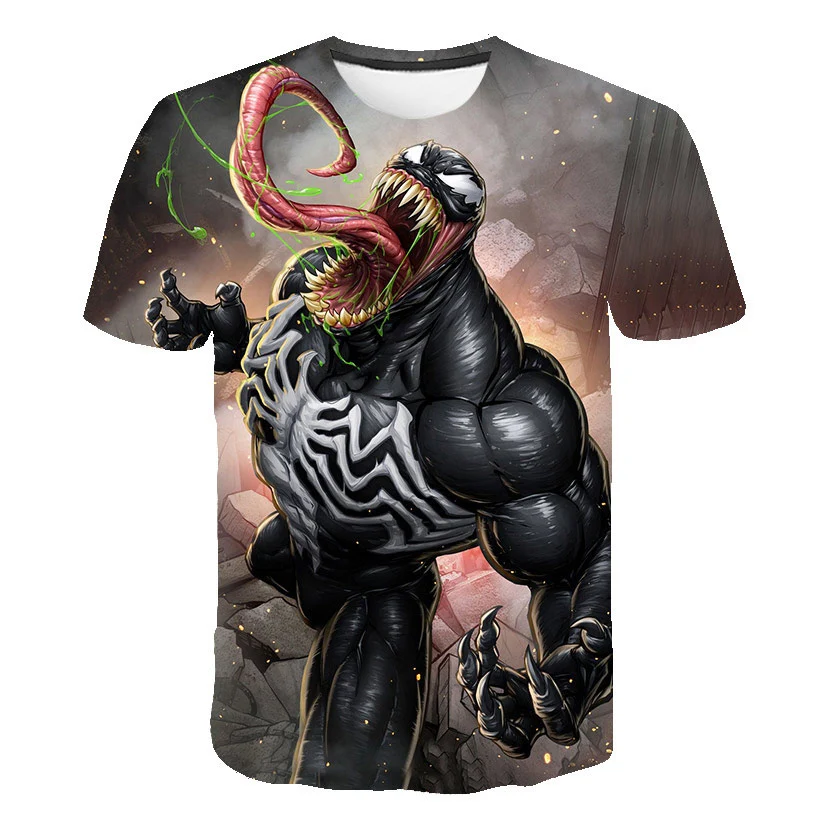 Мужская модная футболка с принтом DC Venom, футболка с круглым вырезом и коротким рукавом, летняя уличная футболка в стиле хип-хоп для отдыха, Мужской Топ