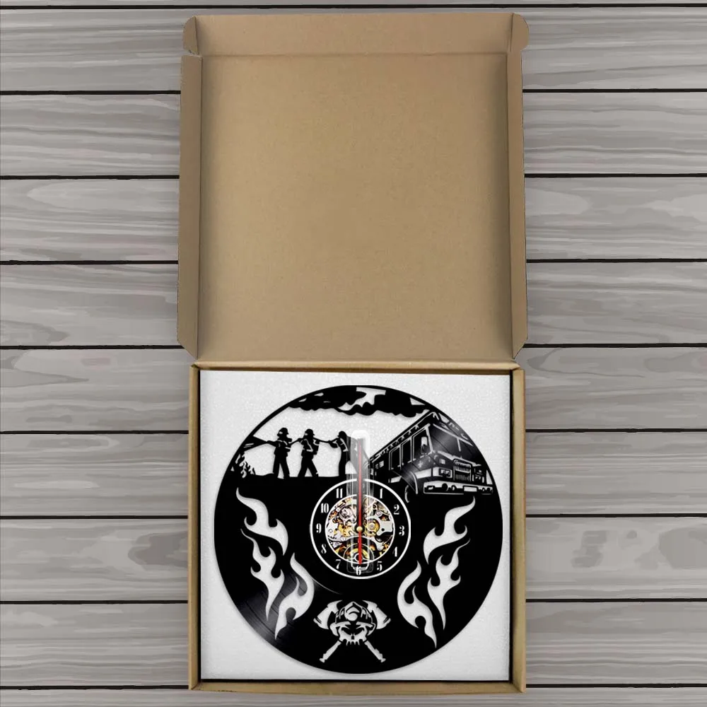 Настенные часы с виниловой пластиной для пожарных бесшумные домашние украшения